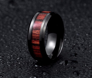 Masculine Wood Inlay Ring