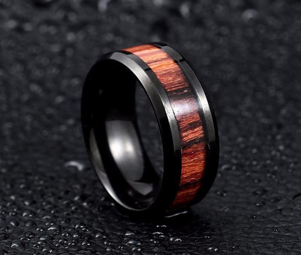 Masculine Wood Inlay Ring