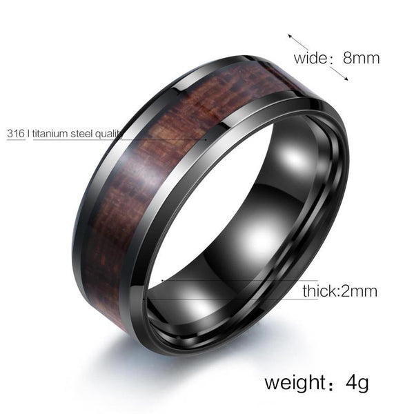 Masculine Wood Inlay Ring